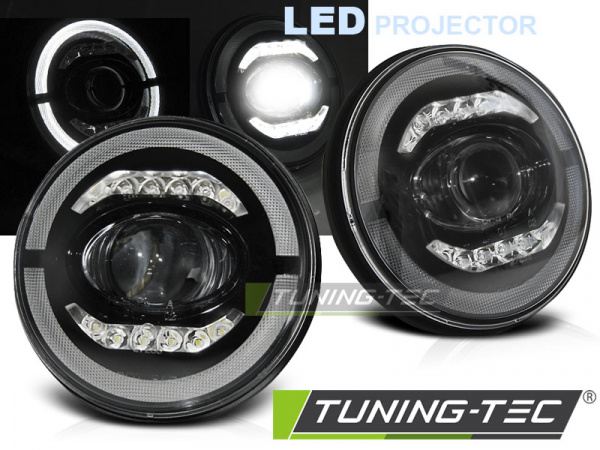 Voll LED Angel Eyes Scheinwerfer für Jeep Wrangler TJ / LJ / JK 96-18 schwarz